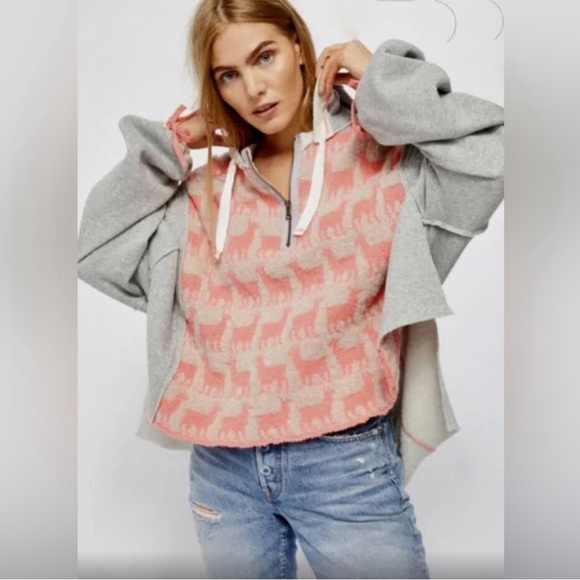 Free People Alpaca My Bags Hoodie Womens XS Sweatshirt Hi Lo Oversize Boho Rare - Picture 17 of 17